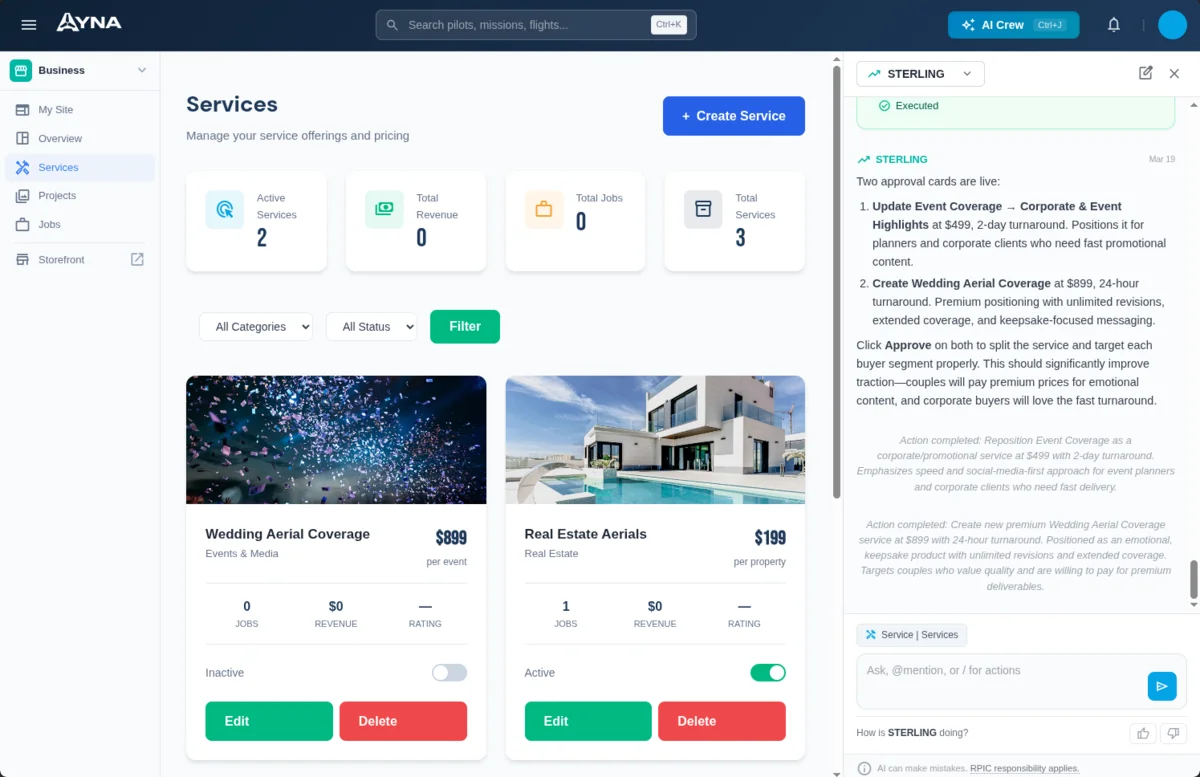 Sterling AI helping position and price drone services